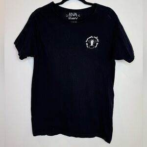 Ana Roy Namaste Black Graphic T-Shirt medium